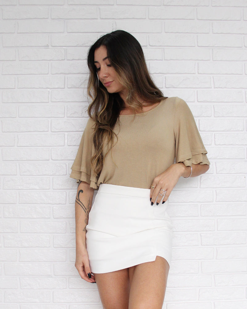 Short Saia Bottons Branco