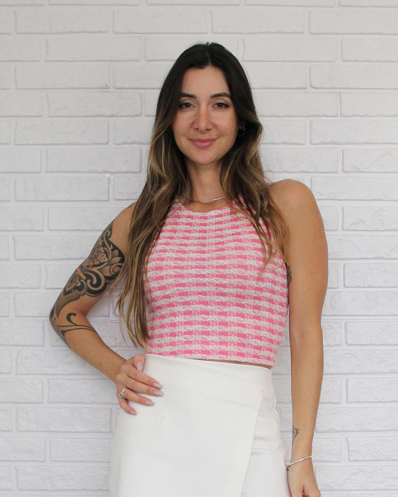 Blusa Jacquard Rosa