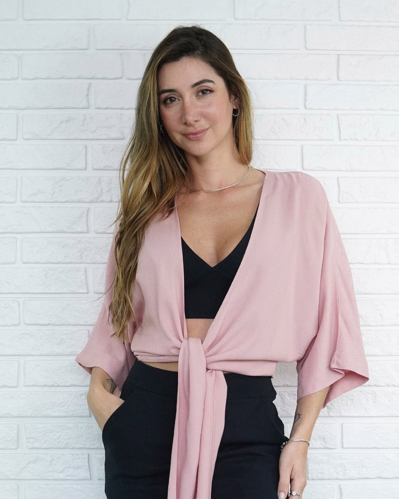 Camisa Amarração Rosa Blush