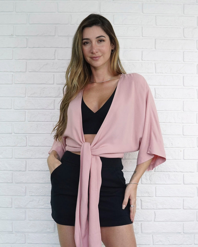 Camisa Amarração Rosa Blush