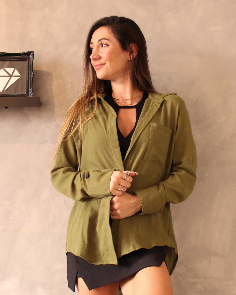 Camisa Oversized Verde Militar