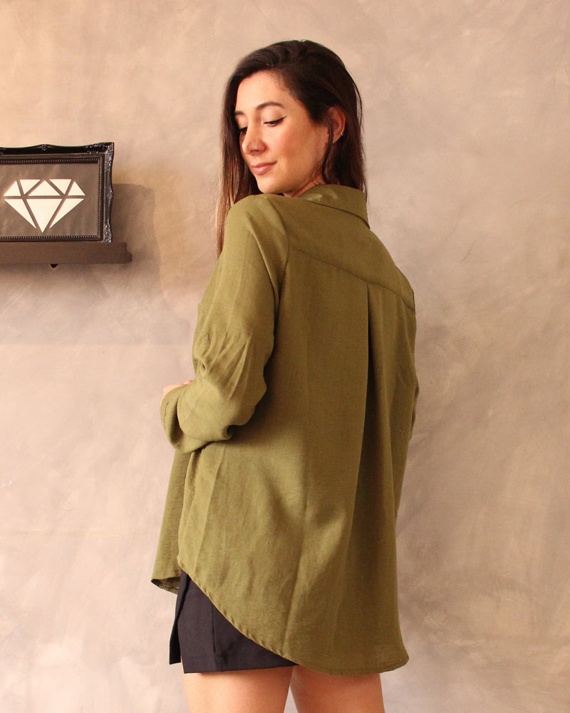 Camisa Oversized Verde Militar