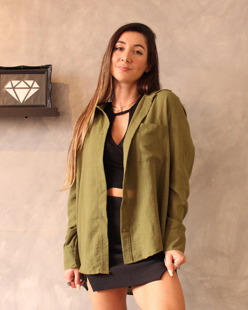 Camisa Oversized Verde Militar