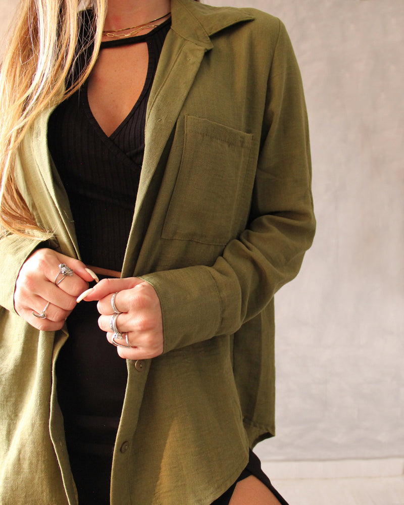 Camisa Oversized Verde Militar