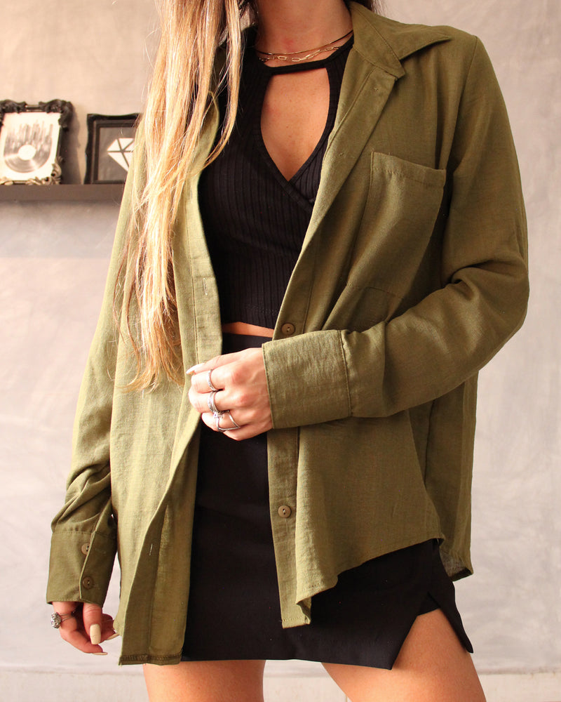 Camisa Oversized Verde Militar