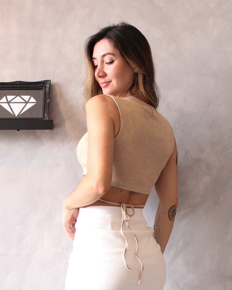 Cropped Celeste Dourado