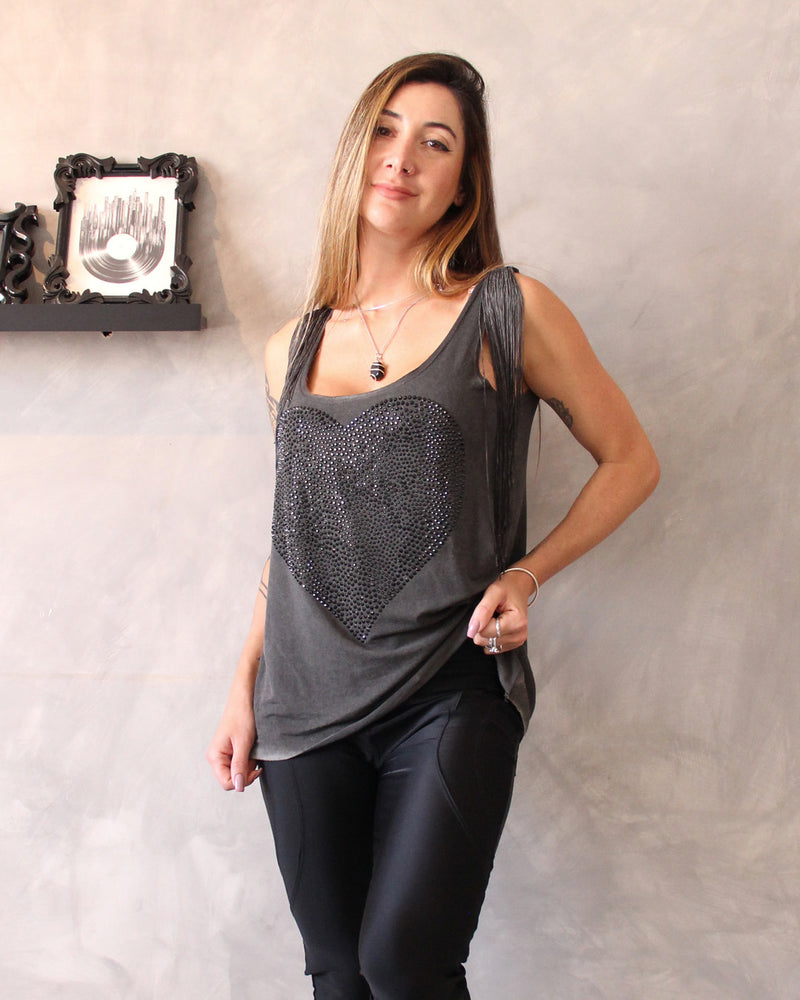 Blusa Coração com Franjas