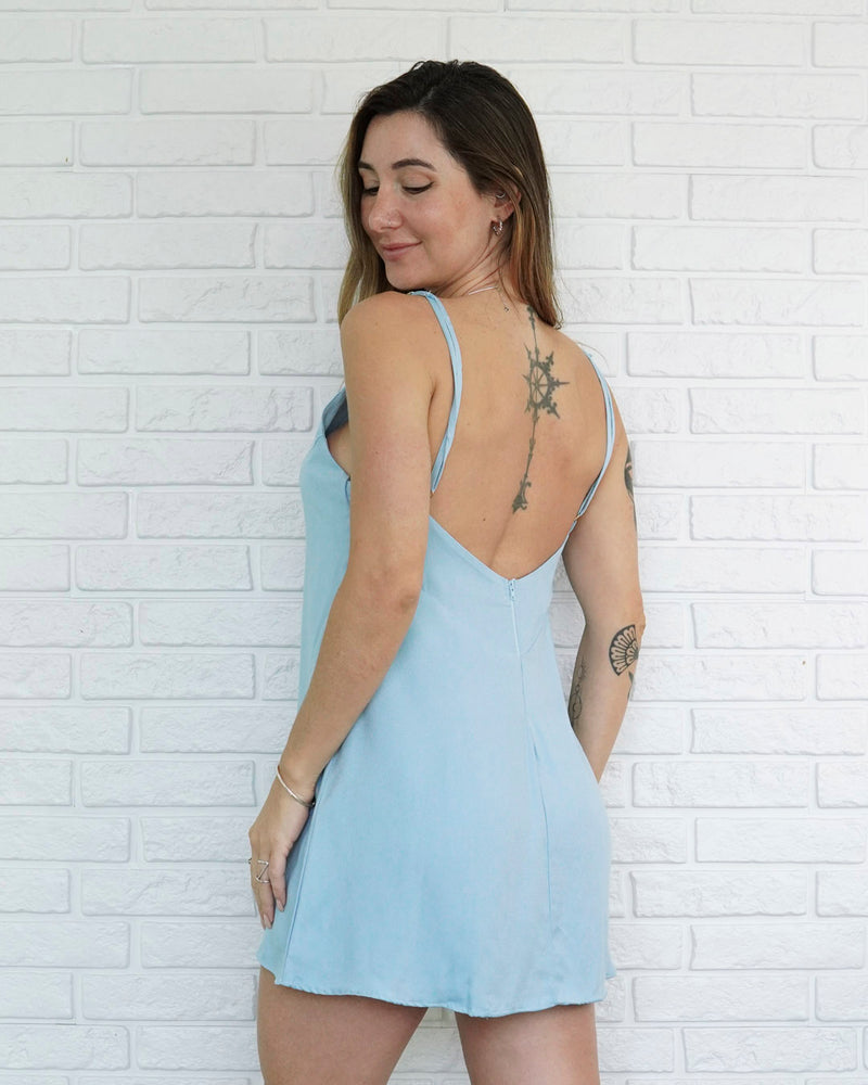 Macaquinho Vestido Baby Blue