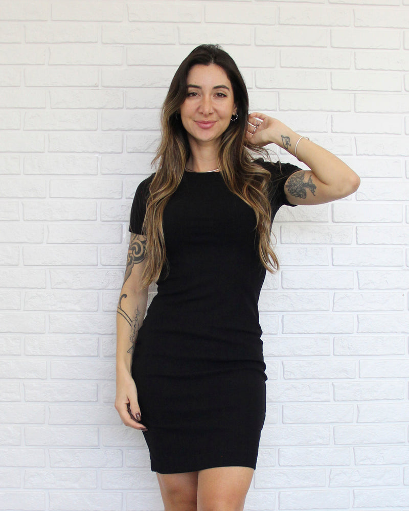 Vestido Bali Manga Curta Preto